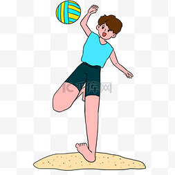 打沙滩排球的男孩