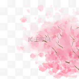 粉色水墨桃花