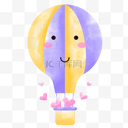 黄色的热气球图片_紫色黄色水彩庆祝热气球