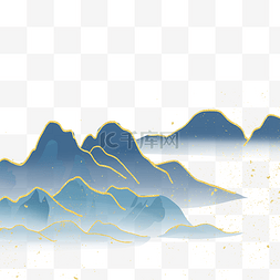 大气国风图片_中式中国风鎏金山水金线淡雅大气