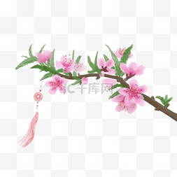 春天桃花树枝与吊饰