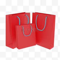 3D红色购物袋
