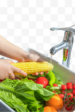 水龙头图片_水洗蔬菜玉米