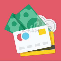 手绘应用图片_矢量信用卡和钱图标