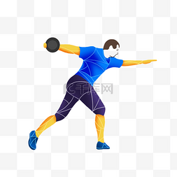 扁平风格跑步图片_铁饼投掷运动男性运动员