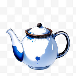 咖啡壶手绘图片_手绘茶壶水壶玻璃壶
