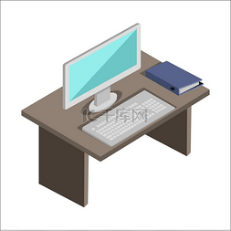 电脑文件夹图标图片_在办公室的工作场所。