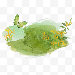 水彩绿色花卉边框