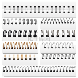 螺旋彩纸图片_逼真的银铁笔记本装订线螺旋装订
