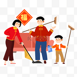 新年春节打扫房子家庭扫尘做家务