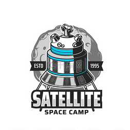 卫星图标、太空探索和星系发现营
