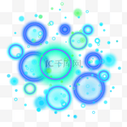 蓝色的细胞图片_发光粒子圆环细胞卡通抽象蓝色圆