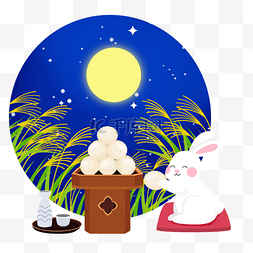 坐垫图片_日本传统赏月喝酒吃甜点月见团子