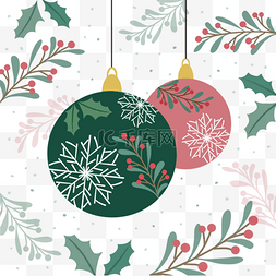 冬季创意海报图片_圣诞节装饰球抽象现代自然风格图