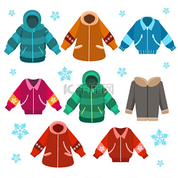 秋季冬季服装图片_五颜六色的冬季夹克套装。
