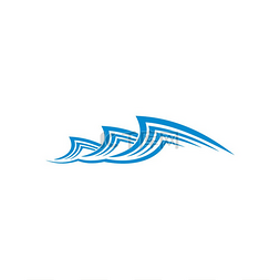 海浪或海浪孤立的蓝色海水符号矢