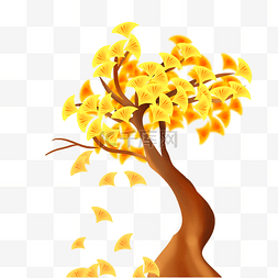 秋天树木银杏叶植物树木