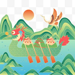 中国传统龙舟图片_国潮端午端午节主题