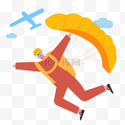 跳伞运动人物飞机和滑翔伞
