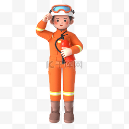 女式职业装图片_3D立体C4D消防员灭火筒职业人物形