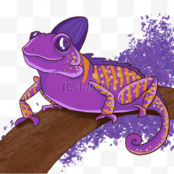 变色龙卡通风格可爱紫色