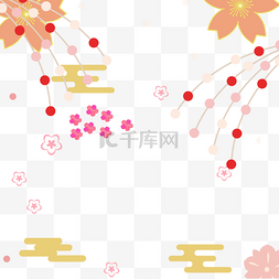 日本春季边框手绘樱花