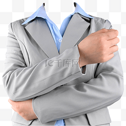 商务灰图片_女式西服正装灰西装蓝衬衫