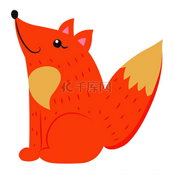 可爱有趣的红色浓密的狐狸矢量扁