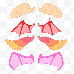天使恶魔翅膀图片_卡通可爱翅膀天使鸟形状怪物龙红
