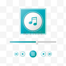 音乐播放器线图图片_蓝绿色歌曲音乐播放器音符
