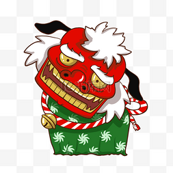 欢庆新年背景图片_新年舞狮贺卡日本过年祝福用品绿