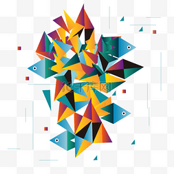 多彩抽象立体图片_抽象渐变几何多彩立体图形