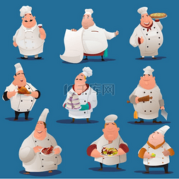 鸡年剪纸鸡年吉祥图片_厨师角色的矢量插图
