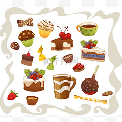 草莓水果手绘图片_蛋糕和其他甜的食品，孤立的白色
