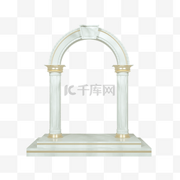 罗马柱扶手图片_3D立体大理石婚纱照拱门边框展台