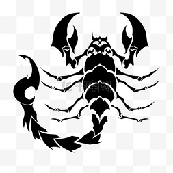 蝎子纹身黑白剪影