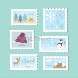 圣诞主题元素图片_城市邮政集邮圣诞快乐城市邮政集