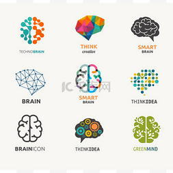 脑、 创造、 想法图标和元素的集