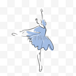 抽象线条画女性芭蕾舞蓝色