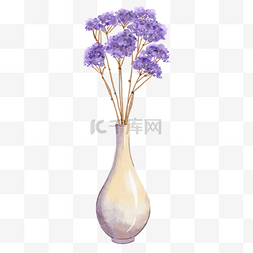 干花束波西米亚风格水彩紫色小野
