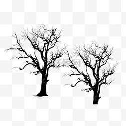 枯树剪影图片_黑色枯树剪影