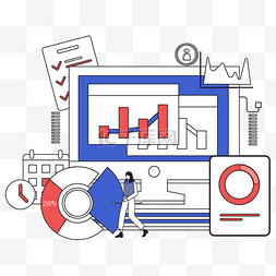 网页数据数字图片_创意线描网络数据分析