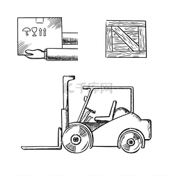 力至优叉车图片_交付和物流服务理念手拿提箱木箱
