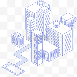 高楼大厦线性图片_线性手机城市高楼