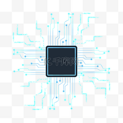 芯片线条图片_蓝色科技芯片