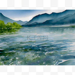 蓝色湖水图片_宁静的湖水