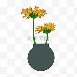 清新菊花图案图片_花卉抽象菊花瓶子植物