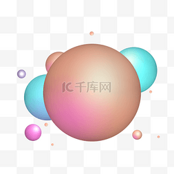 唯美梦幻海报图片_C4D立体球体梦幻渐变漂浮球电商海