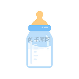 婴儿奶瓶图标。细长线性婴儿奶瓶