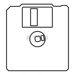 软盘软盘存储概念轮廓图标黑色矢